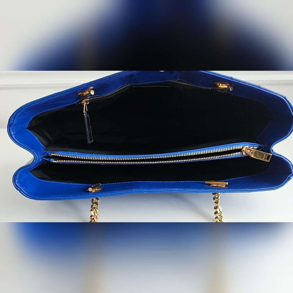 Yves Saint Laurent Blue Quilted Tote - Picture 13 of 15